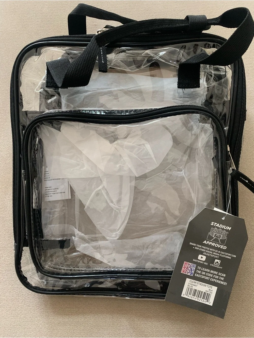 Black-Trim Clear Tote Bag - Stadium Approved